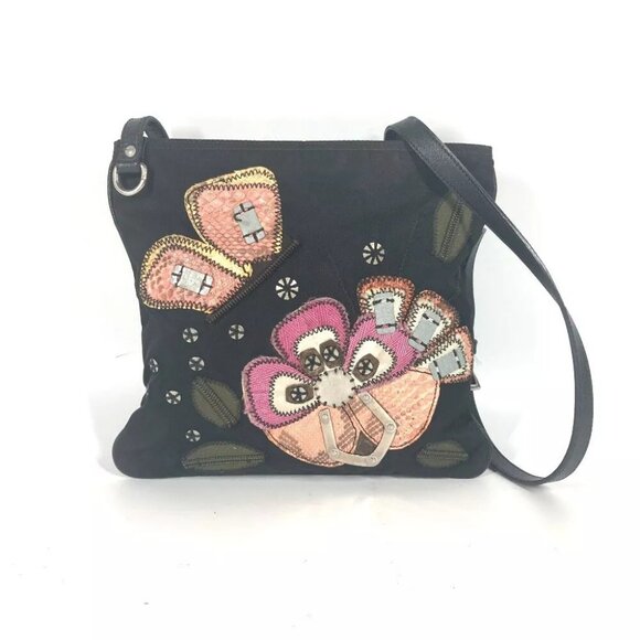 PRADA Logo embroidery Bag Crossbody Pochette Shoulder Bag Black/Multicolore - Picture 1 of 15